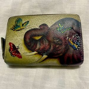 Anuschka zip around card wallet elephant and butterfly